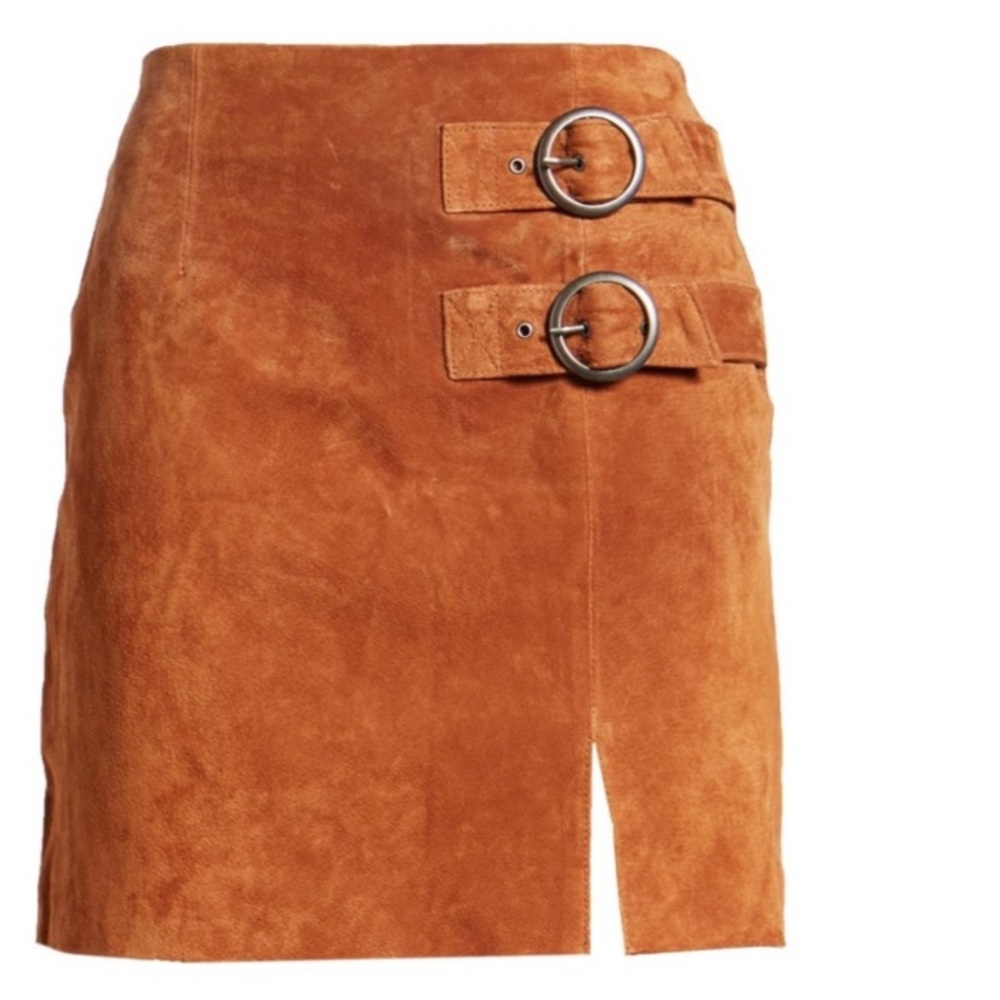 🧡BLANKNYC Leather Suede Double Buckle Suede Mini Skirt